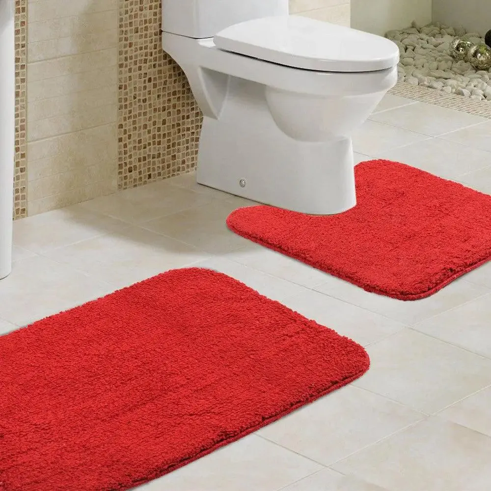 Lushomes Maroon Thick 1800 GSM Bathmat Set