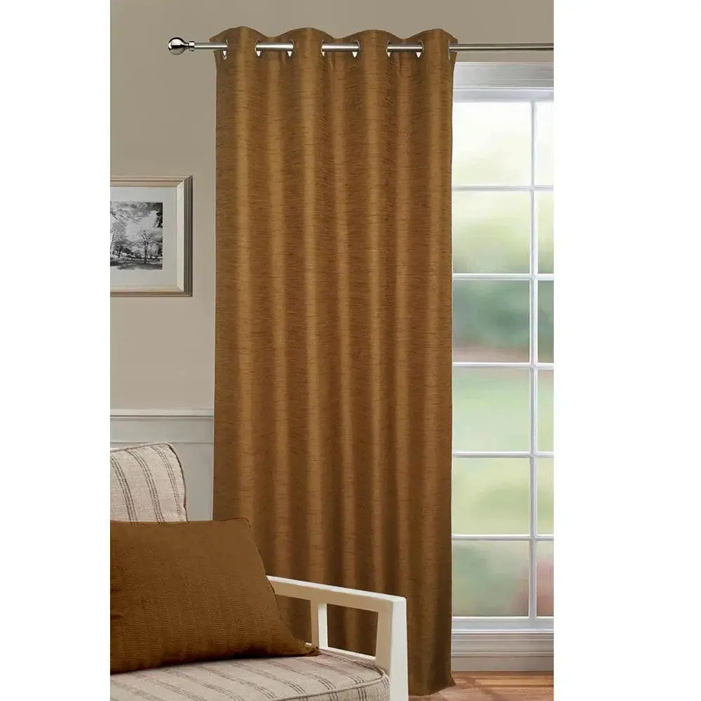 Lushomes Matka Silk Curtain for Long Door (Pack of 1; Brown)