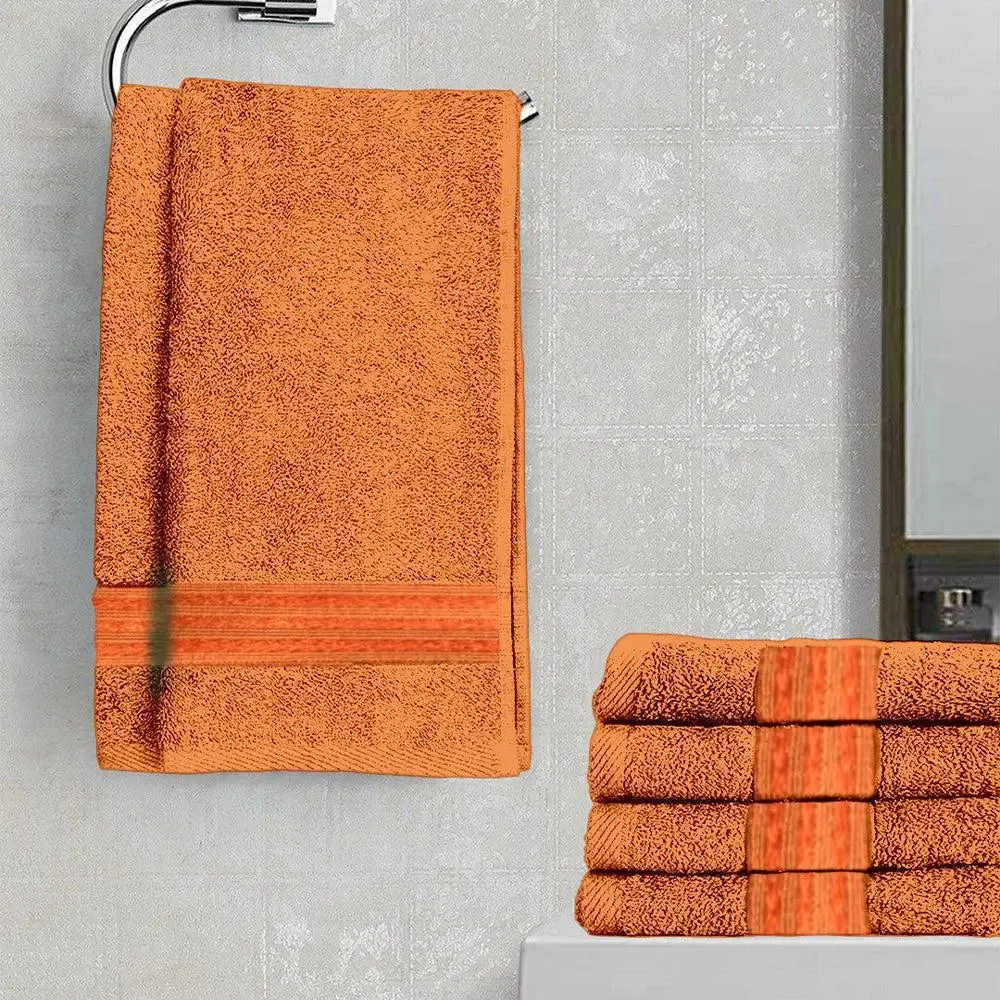 Lushomes Orange Cotton Super-Soft Hand Towel Set (Pack of 6)
