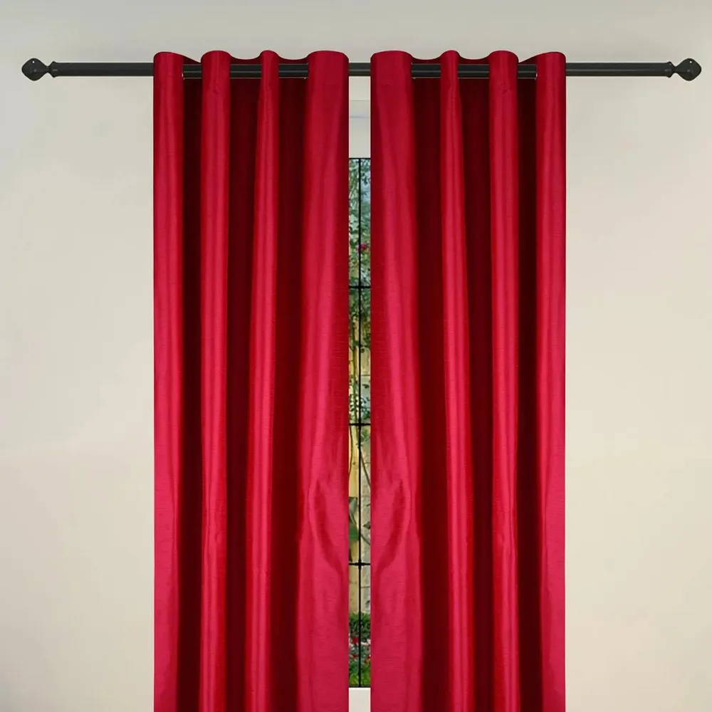 Lushomes Pink Art Silk Window Curtain with Polyester Lining