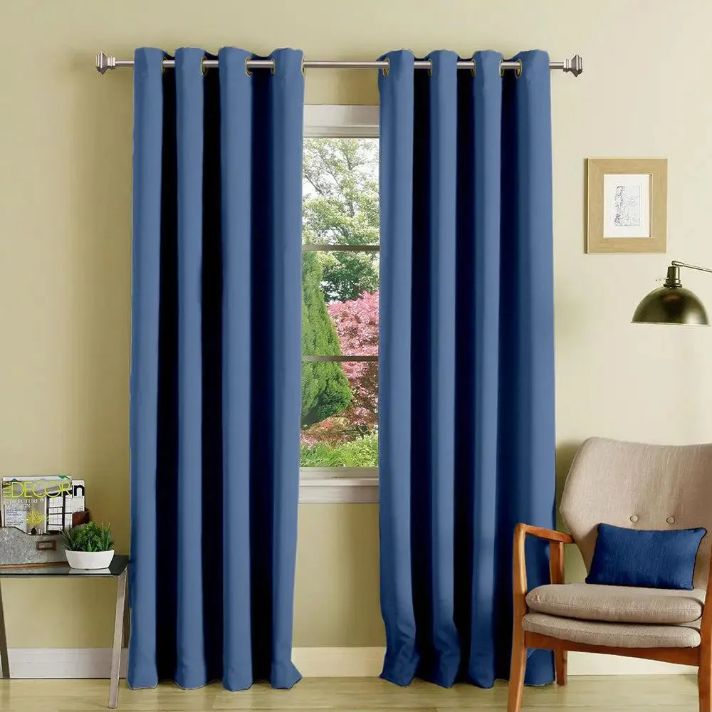 Lushomes Polyester Blue Blackout Curtain with 8 Metal Eyelets for Long Door (Pack of 1)