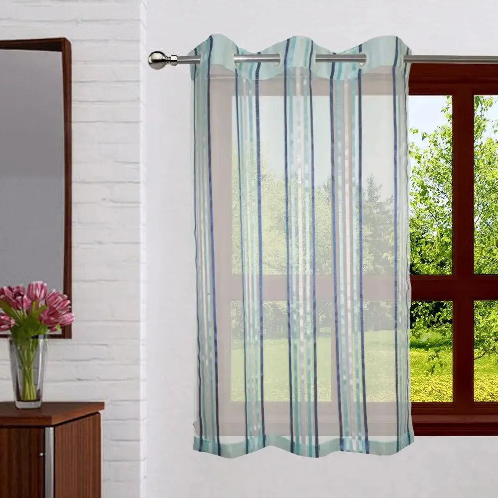 Lushomes Polyester Light Blue Sheer Window Curtain