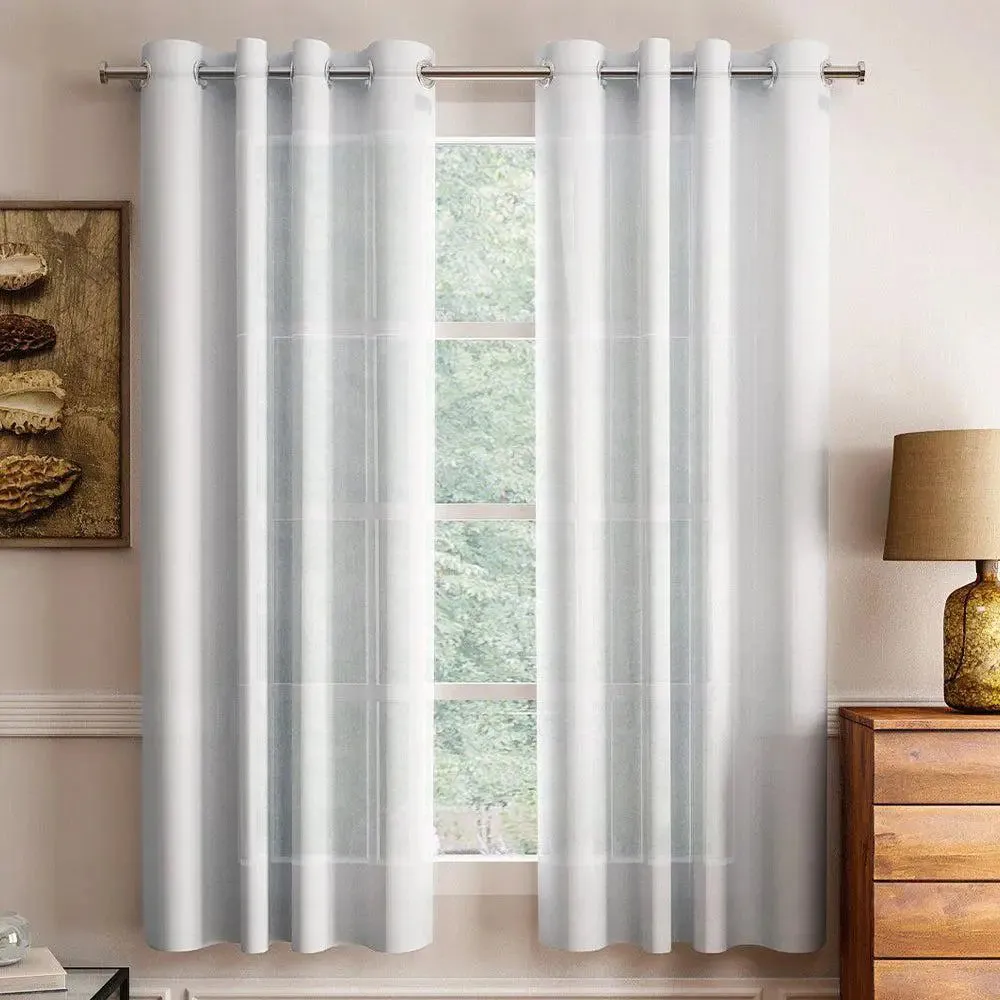 Lushomes Polyester White Melody Sheer Curtain for Windows