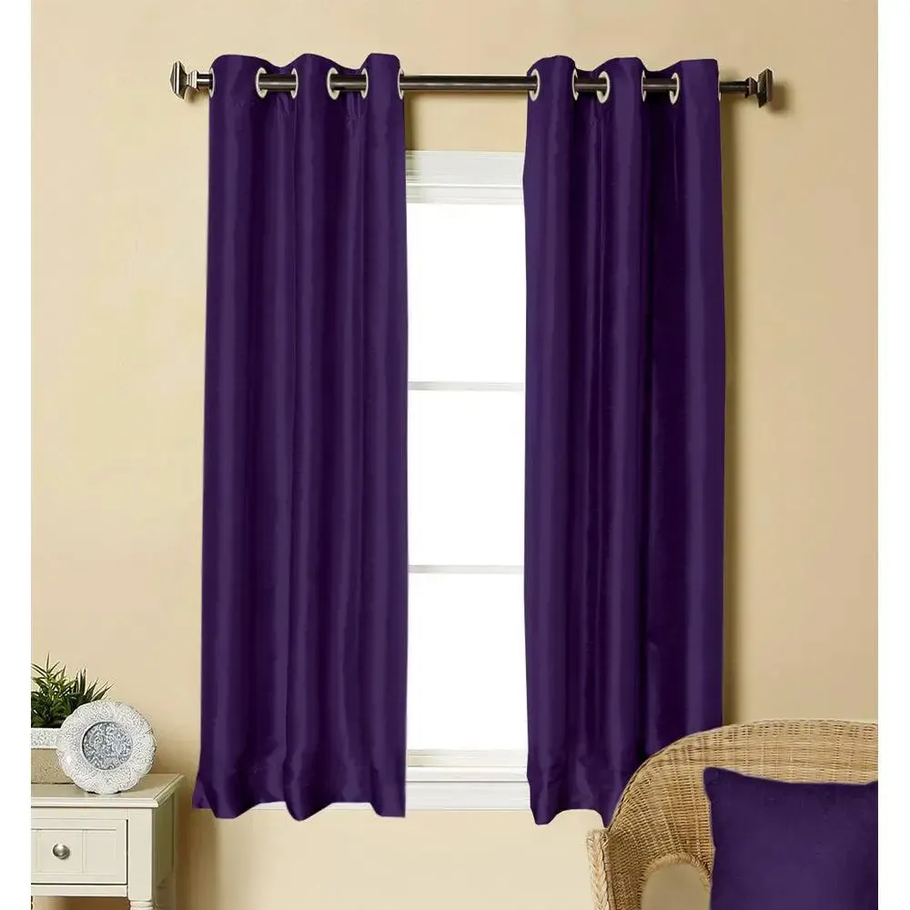 Lushomes Purple Faux Silk Curtain with 6 Plastic Eyelets for Windows
