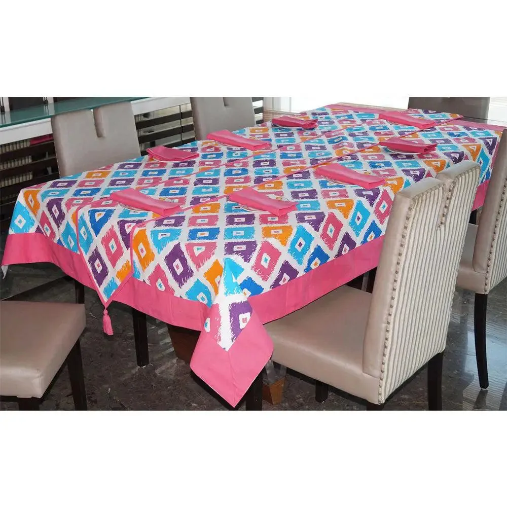 Lushomes Square Printed 8 Seater Table Linen Set (Pack of 10)