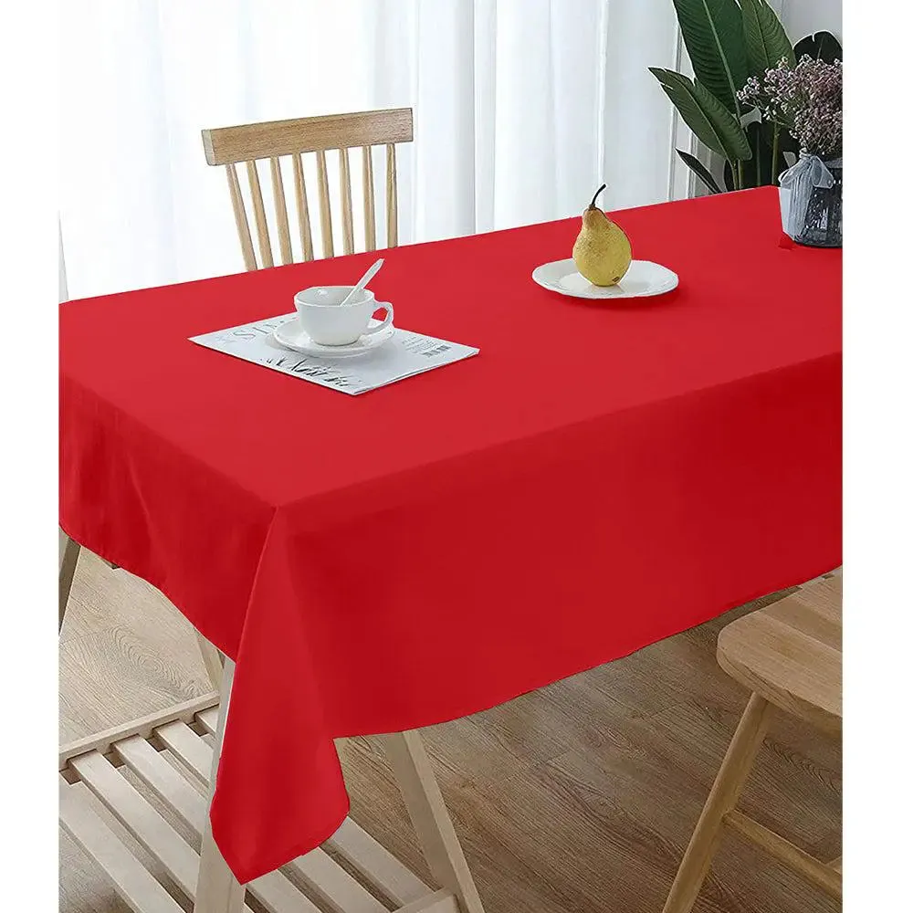 Lushomes Tomato Red Plain Dining Table Cover Cloth (Pack of 1)