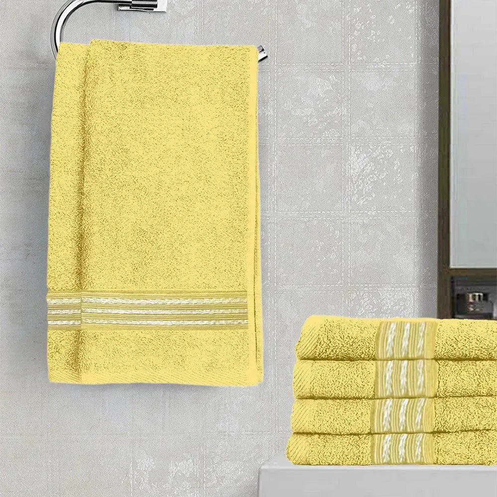 Lushomes Yellow Cotton Hand Towel Set (Pack of 6)