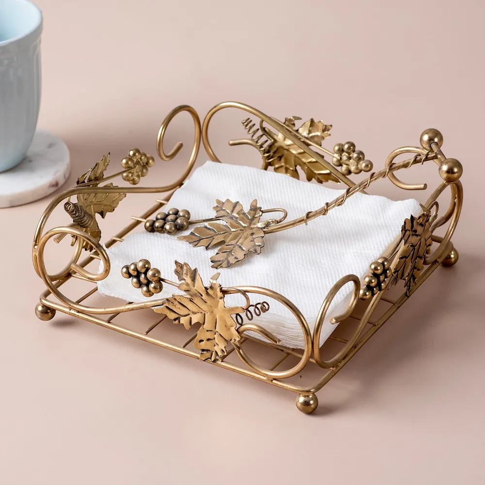 Luxurious Gold Colored Iron Decorative Napkin Holder