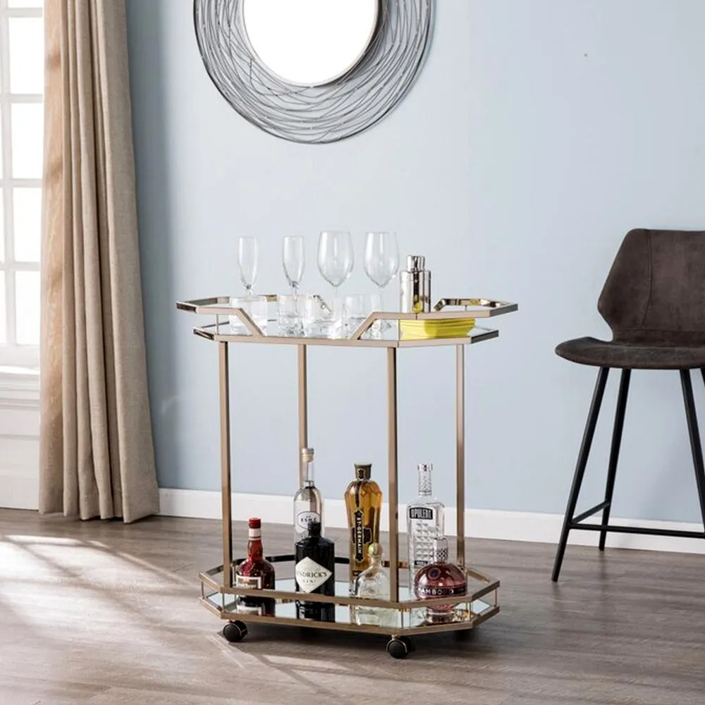 Luxurious Golden Metallic Bar Trolley