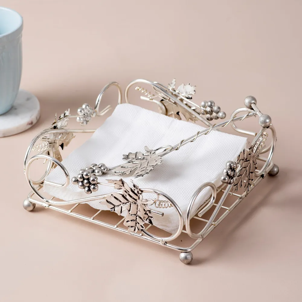 Luxurious Silver Colored Iron Decorative Napkin Holder