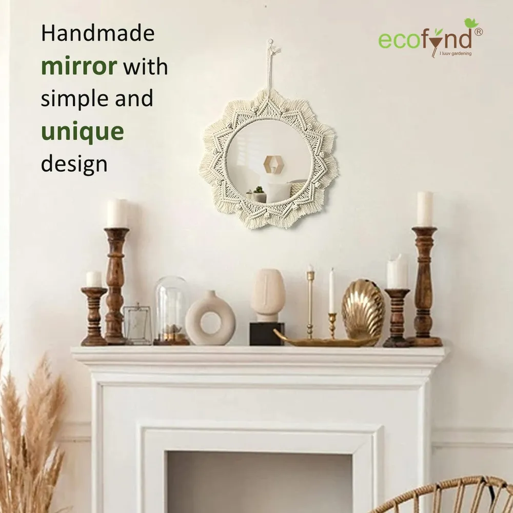 Macrame Boho Framed Designer Round Mirror