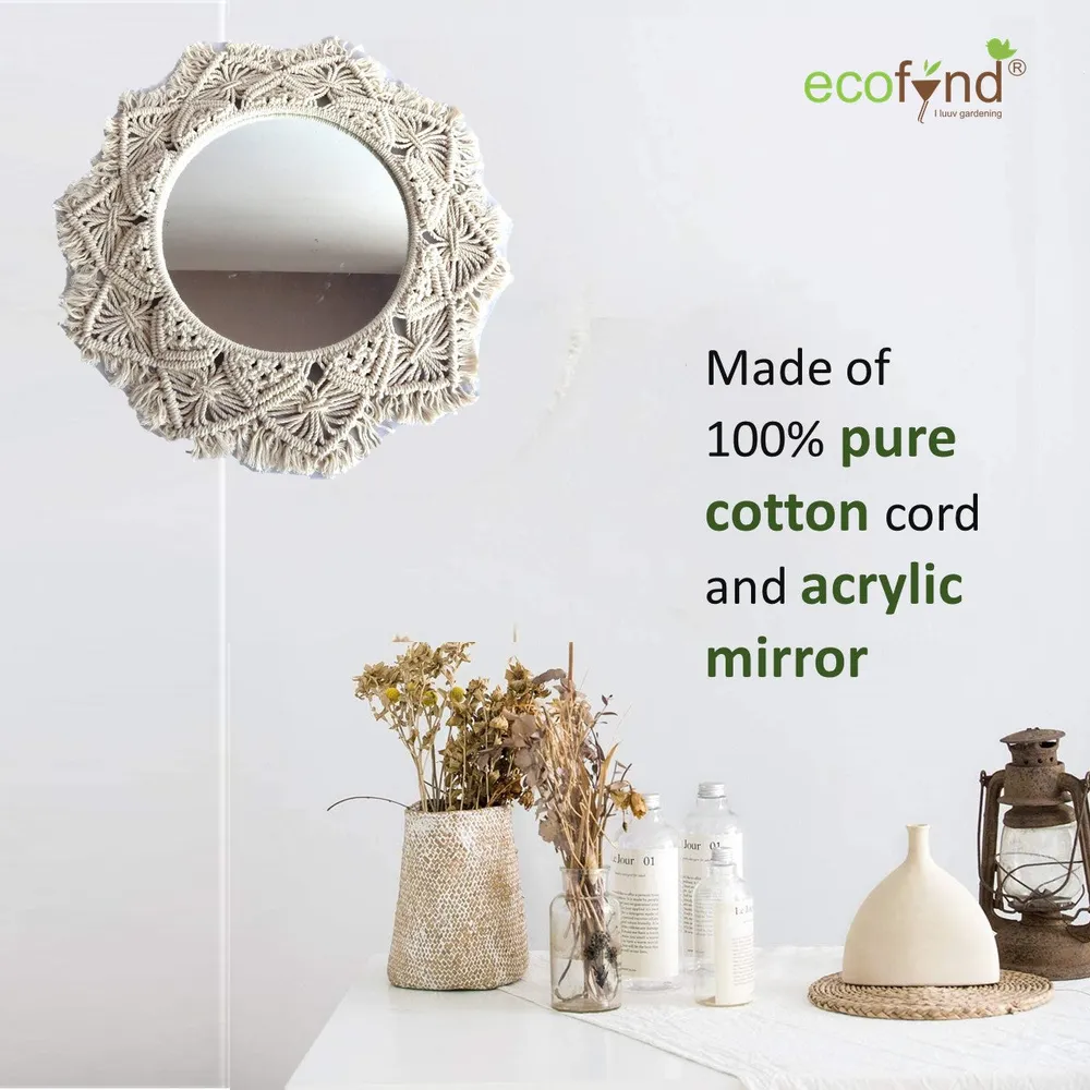 Macrame Fringed Antique Designer Boho Round Mirror