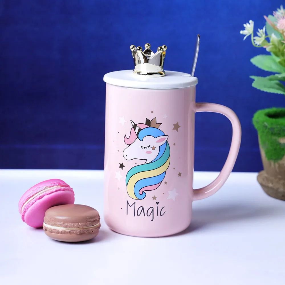 Magical Unicorn Pastel Pink Mug With Lid