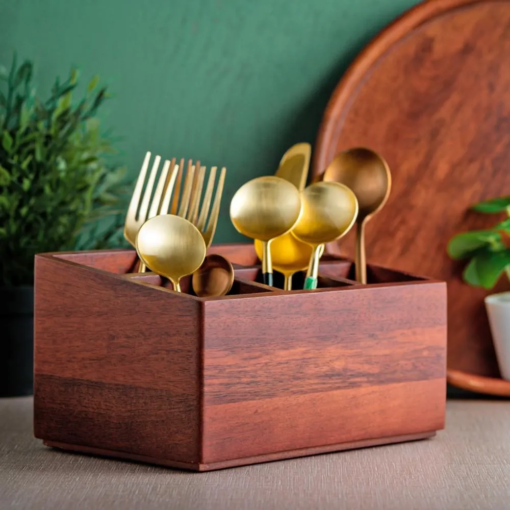 Mahagony Wooden Cutlery Holder
