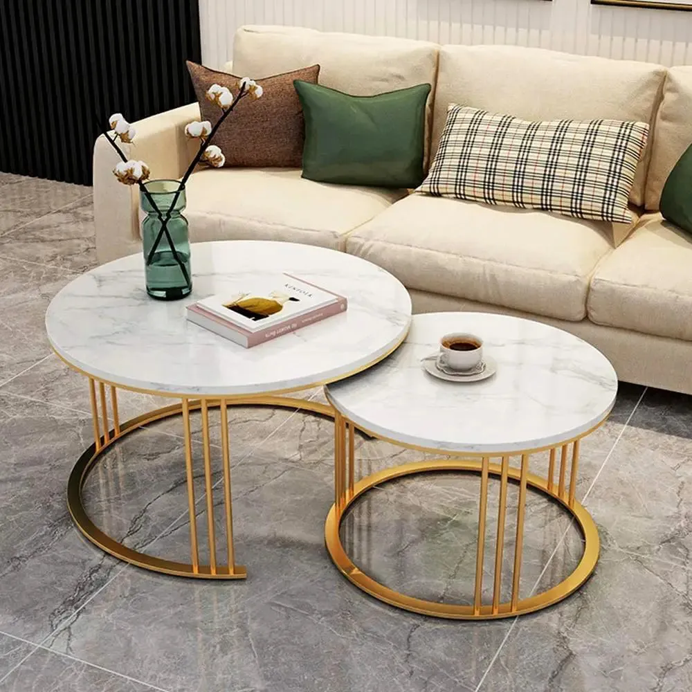 Marble only Classic Tethered Metallic Table (Set of 2)