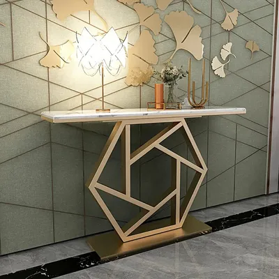 Marble only Contemporary Console Table In Hexagonal Design