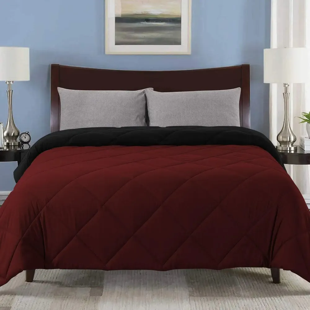 Maroon & Black Quilted Single Bed Comforter