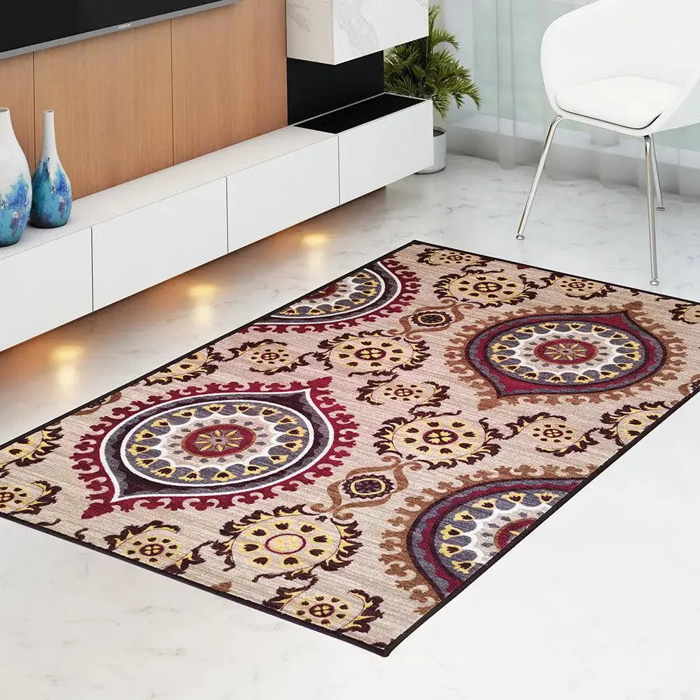 Maroon Ethnic Designer Printed Premium Area Carpet ( 3 ft x5 ft & 4 ft x 6 ft )