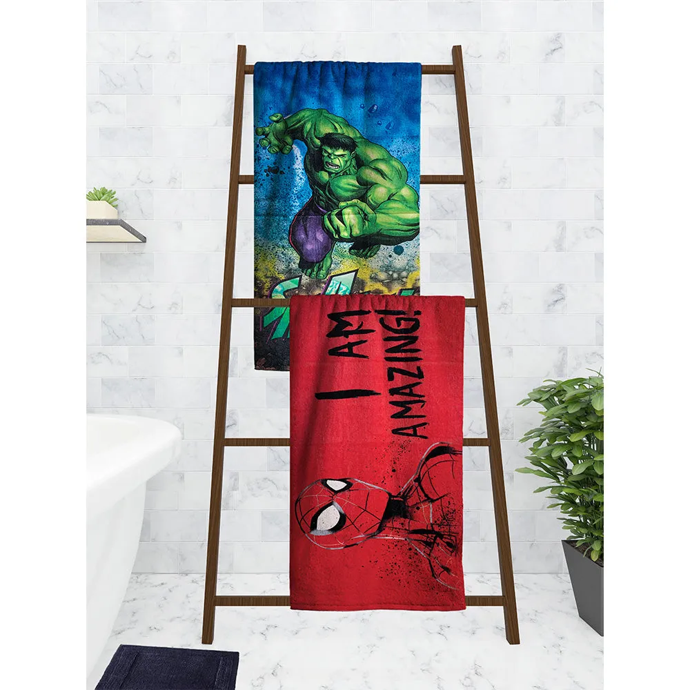 Marvel I Am Amazing Spiderman & The Hulk Kids Bath Towels Set Of 2