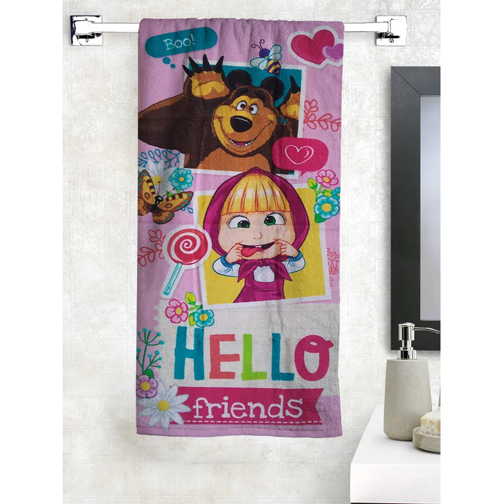 Mash & The Bear Kids Pink Cotton Bath Towel