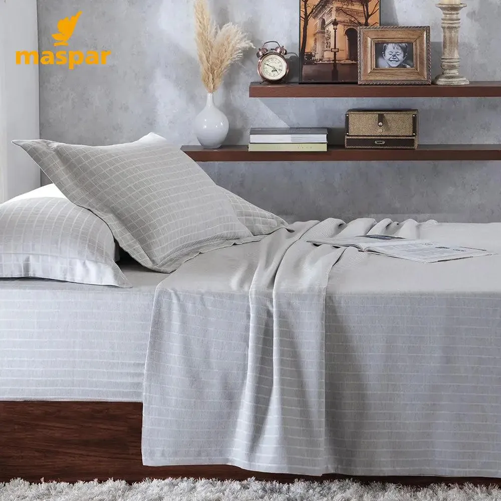 Maspar Bliss Reversible Egyptian Cotton Ultra-Soft Grey King Size Bedsheet with 2 Pillow Covers (300 TC)