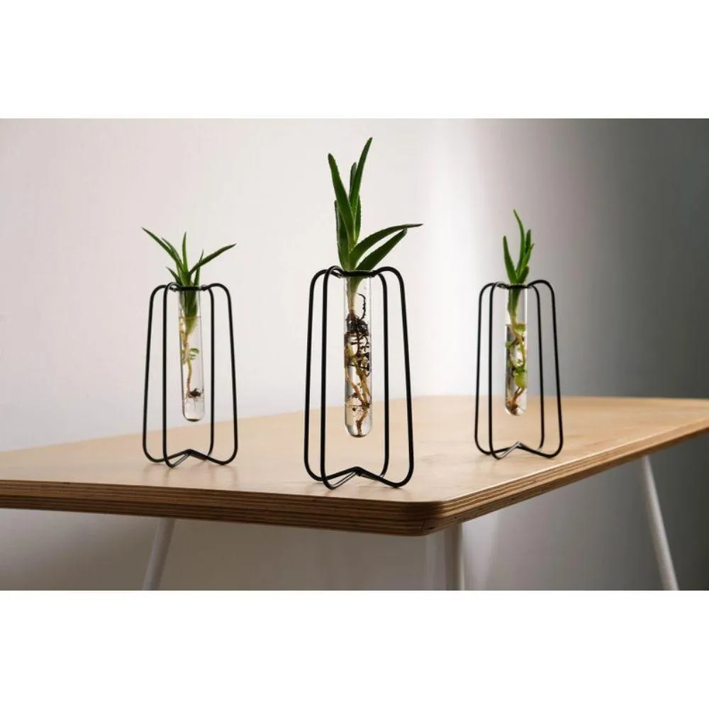 Metal Wire Glass Tube Vase Set Of 3