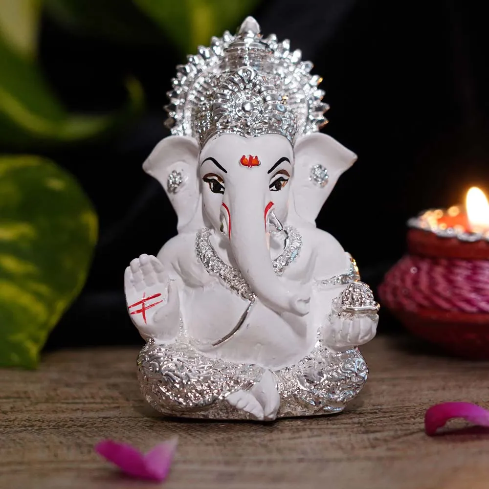 Milky White Decorative Mini Lord Ganesha Showpiece