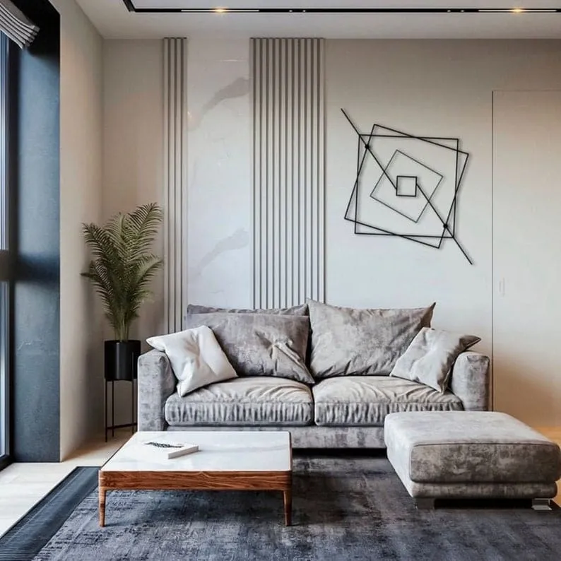 Minimalist Geometric Squares Metal Wall Art