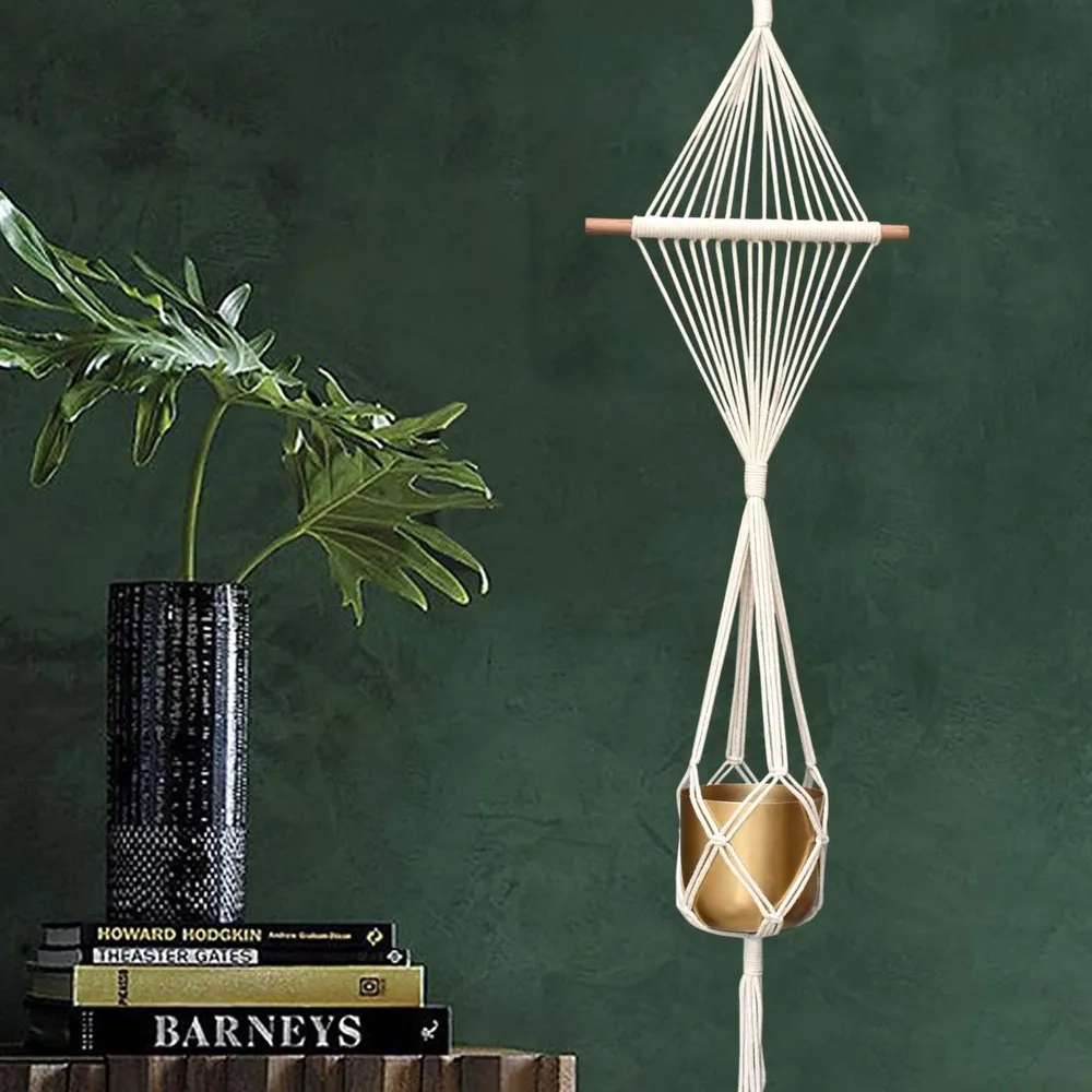 Minimalist Long Designer Cotton Boho Plant Hanger Without Pot