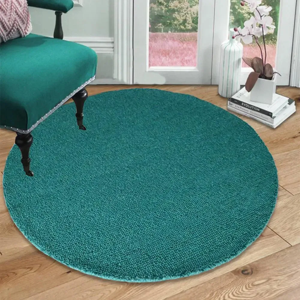 Minimalist Turquoise Woolen Carpet 3 ft