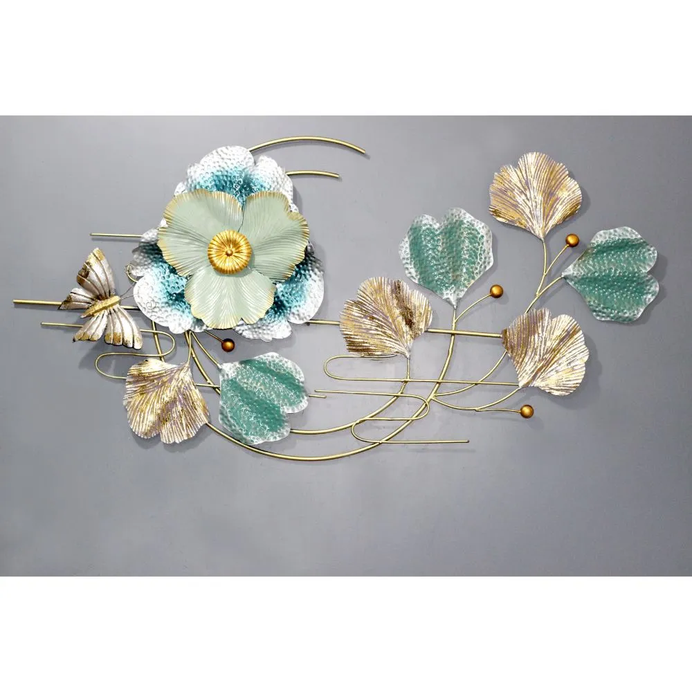 Mint Entwined Leaves Metal Wall Art