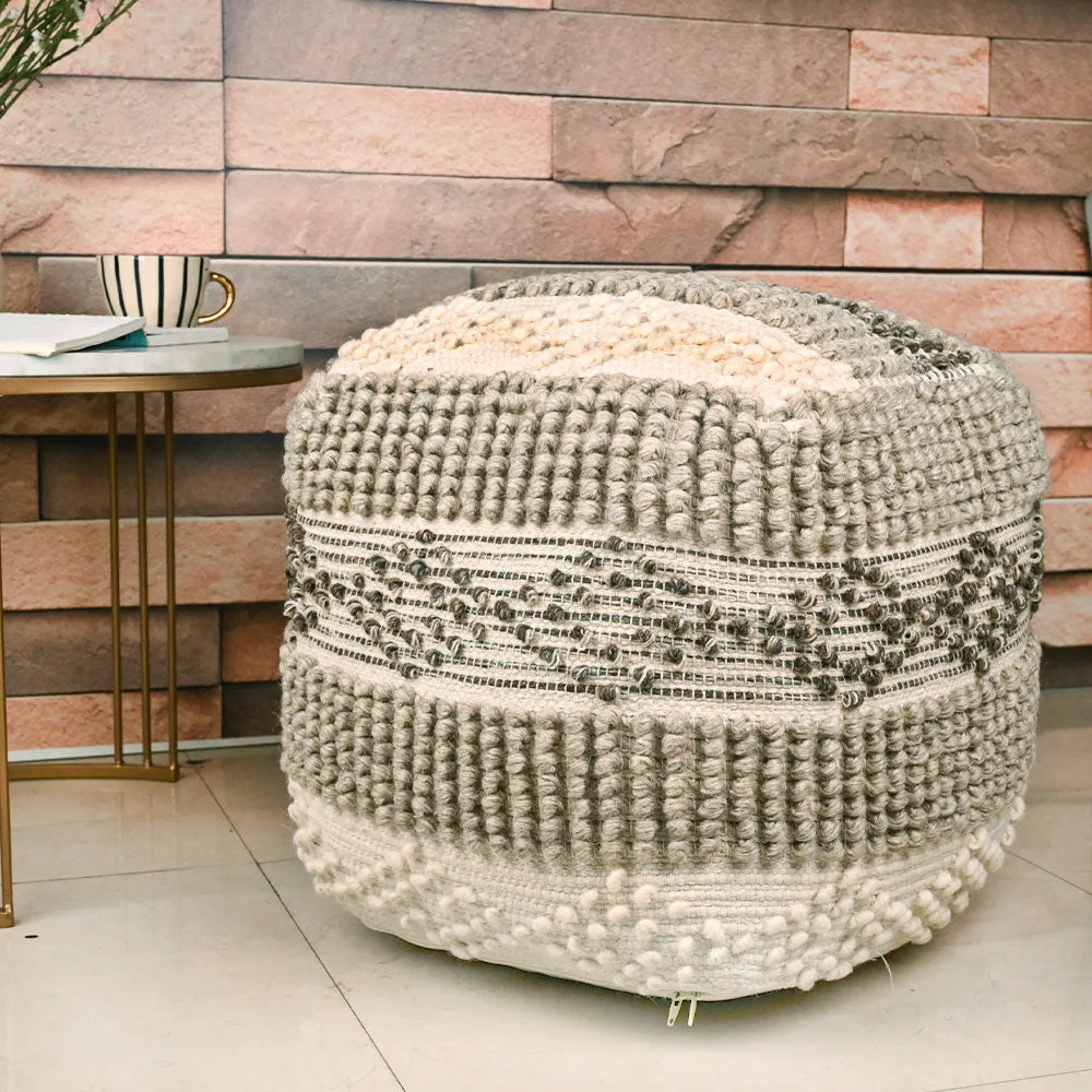 Modern Corner Cotton and Jute Material Pouffe Stool For Living Room, Set of 1