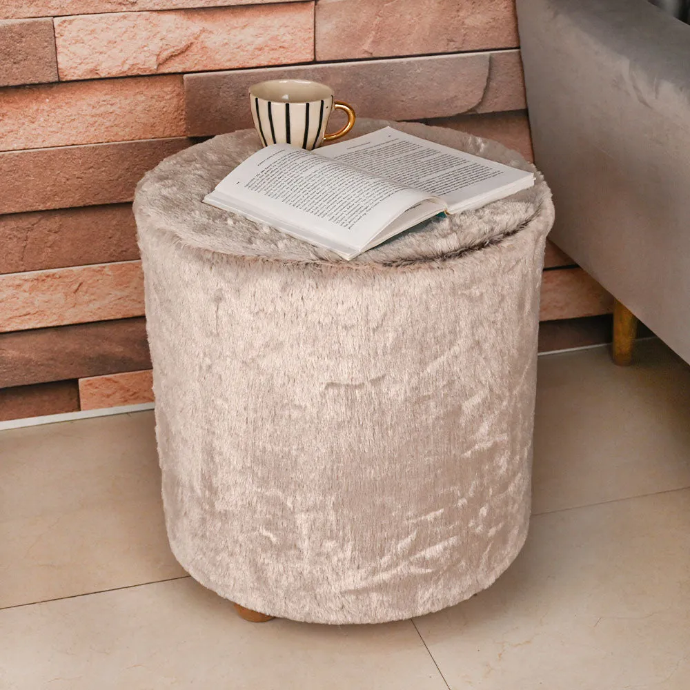 Modern Corner Fluffy Material Pouffe Stool For Living Room, Set of 1