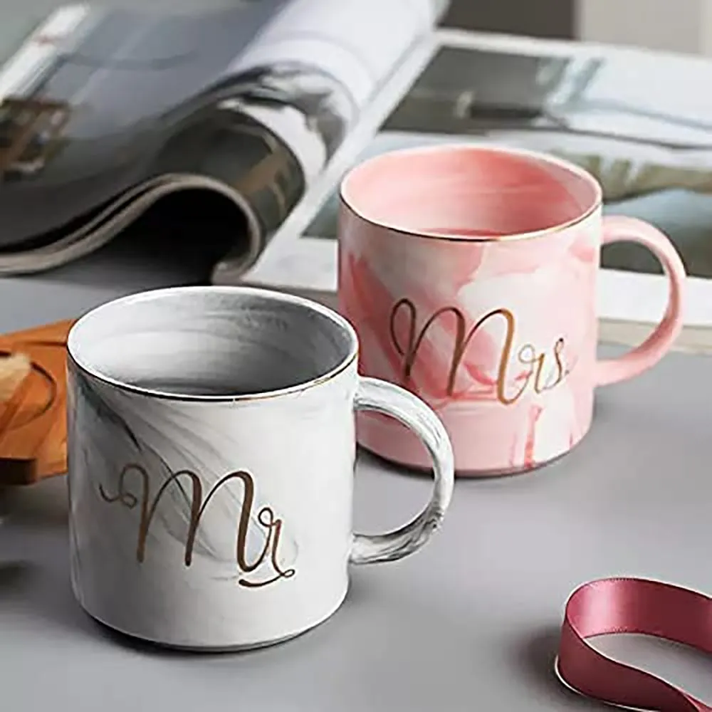 "Mr &amp; Mrs" Couple Coffee Mug Set of 2