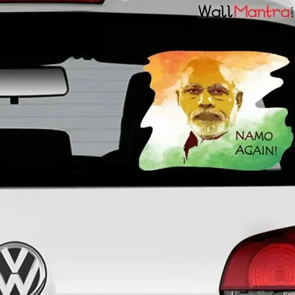 Set of 2 Namo Again Narendra Modi Car Sticker/Self Adhesive Peel and Stick DIY Vinyl Car Graphics/Fits All Cars / 30 cm x 24 cm