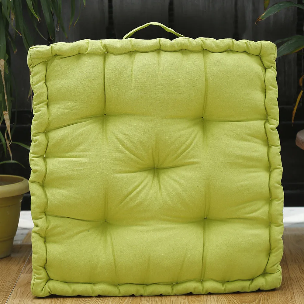 Nature Green Plush Cotton Floor Cushion Matlas With Handle