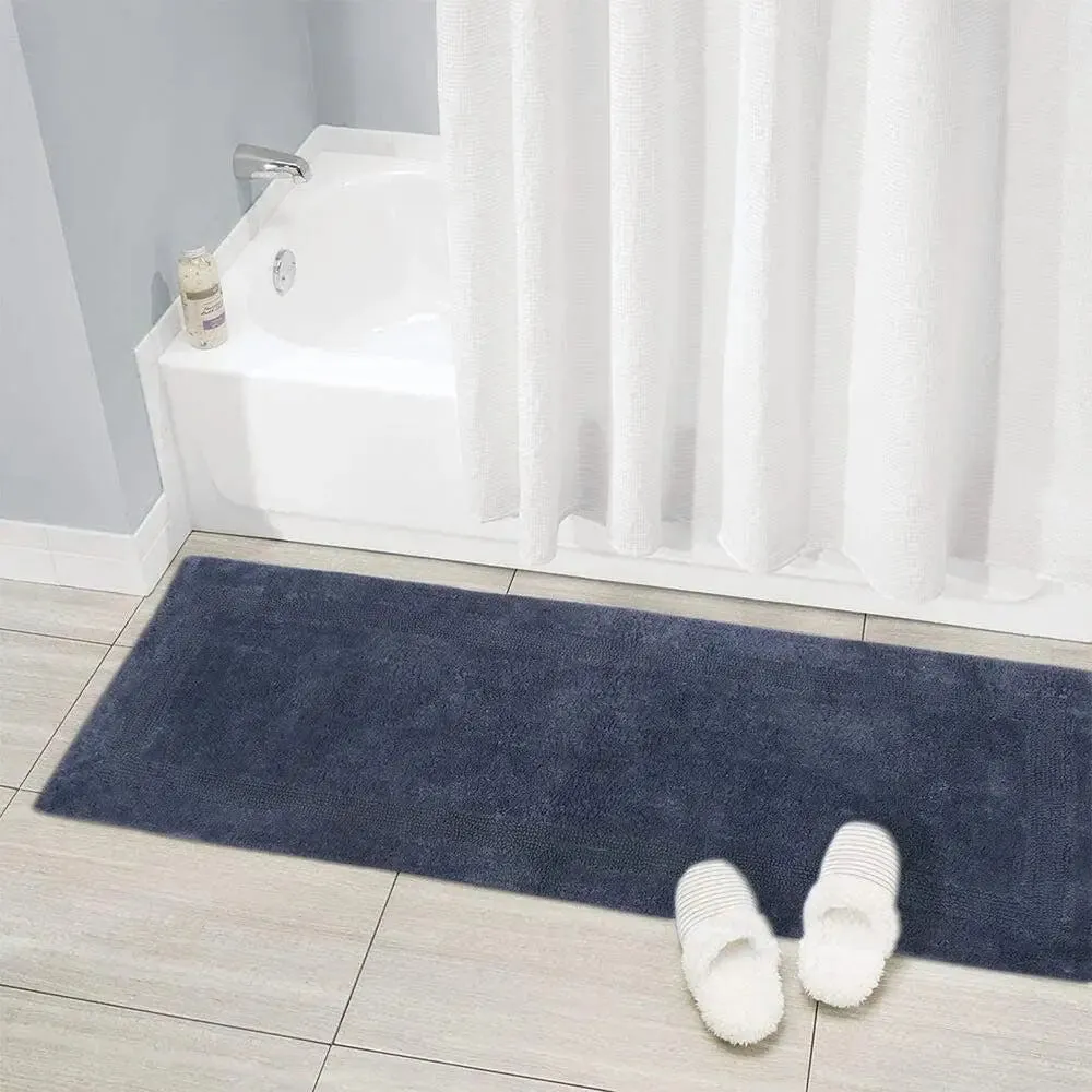 Navy Blue Designer Cotton Bath Runner (55x150) cm