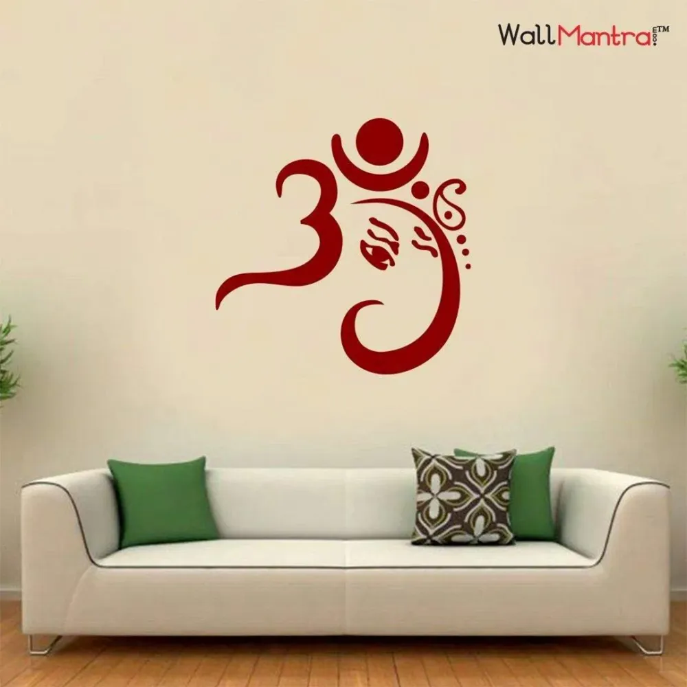 Om and Ganesha Hindu Wall Sticker Premium Quality Self Adhesive Vinyl