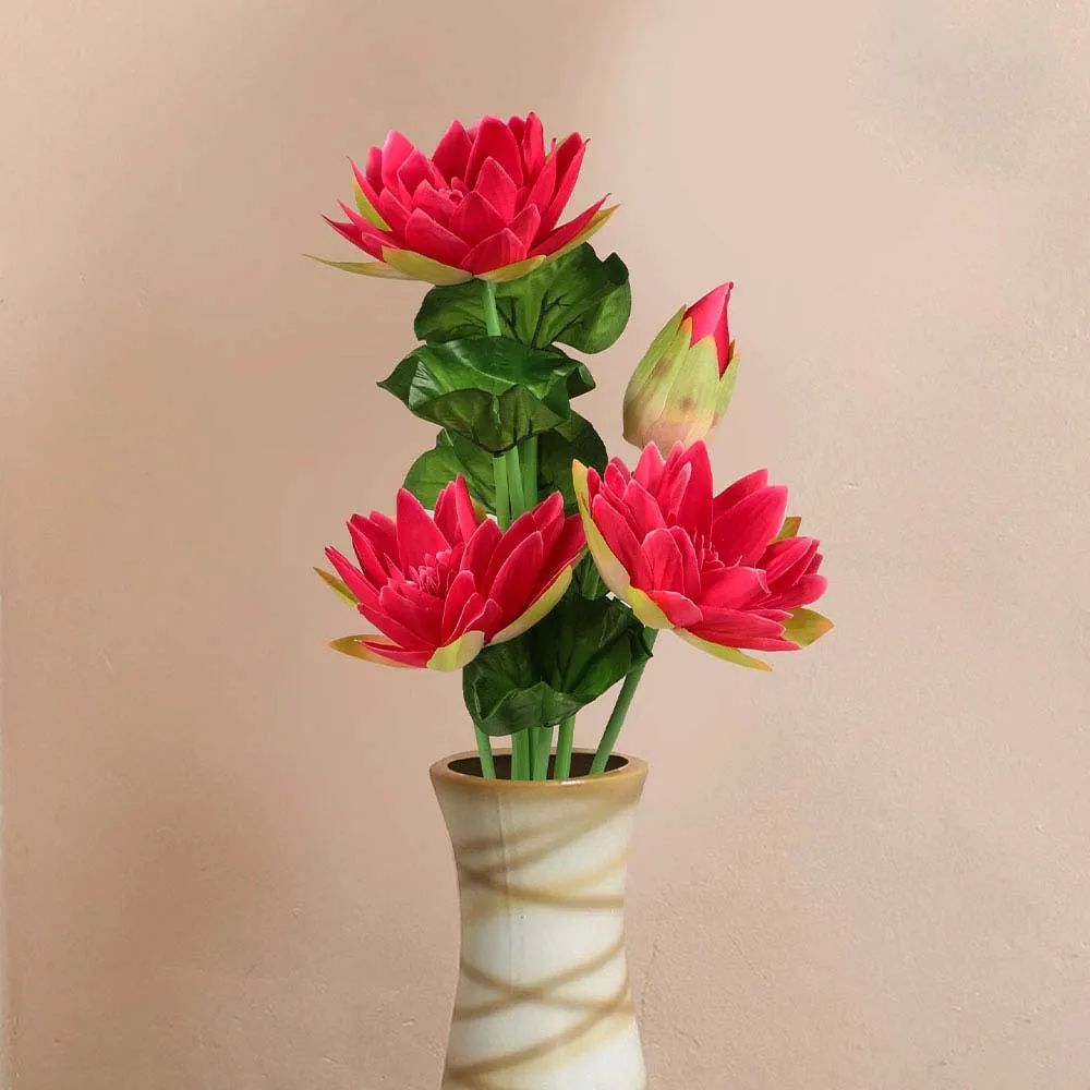 Pink Artificial Lotus Lily Flower Bunch