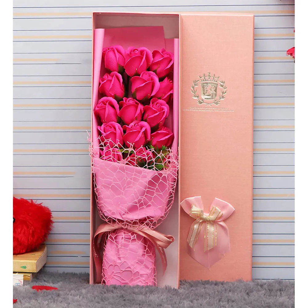 Pink Artificial Silk Rose Special Flower Bouquet for Valentine's Day