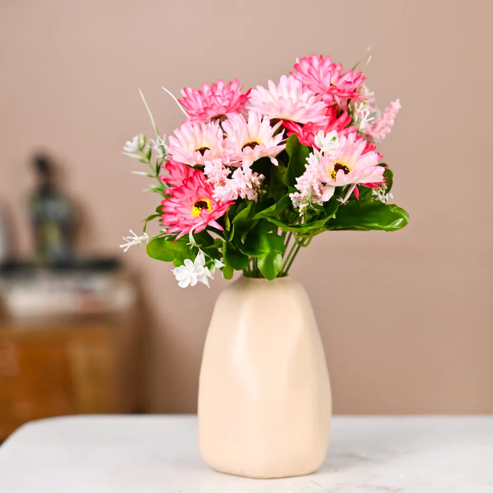 Pink Artificial Small Bunch Of Daisies Set Of 2