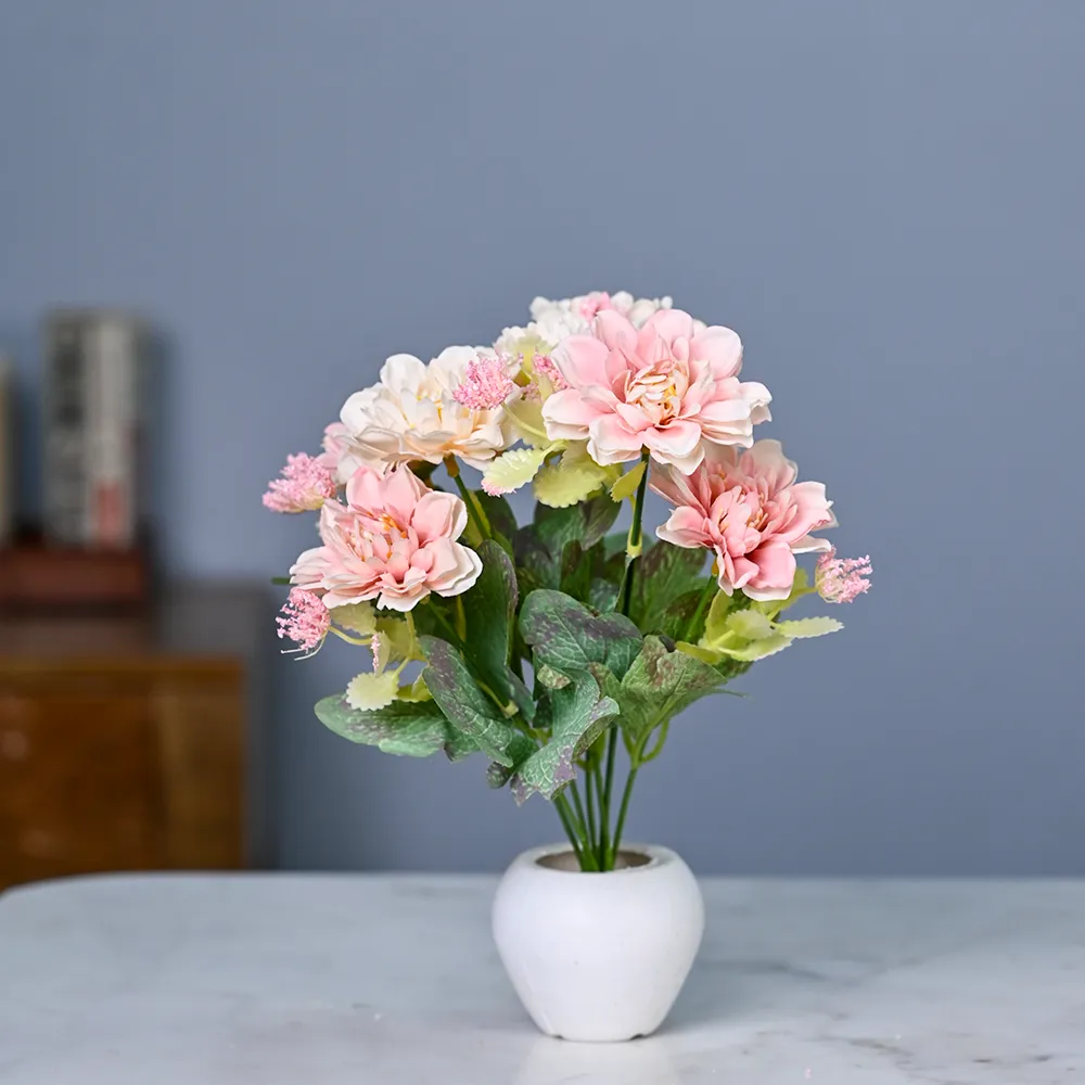 Pink Garden Artificial Flowers With Pot