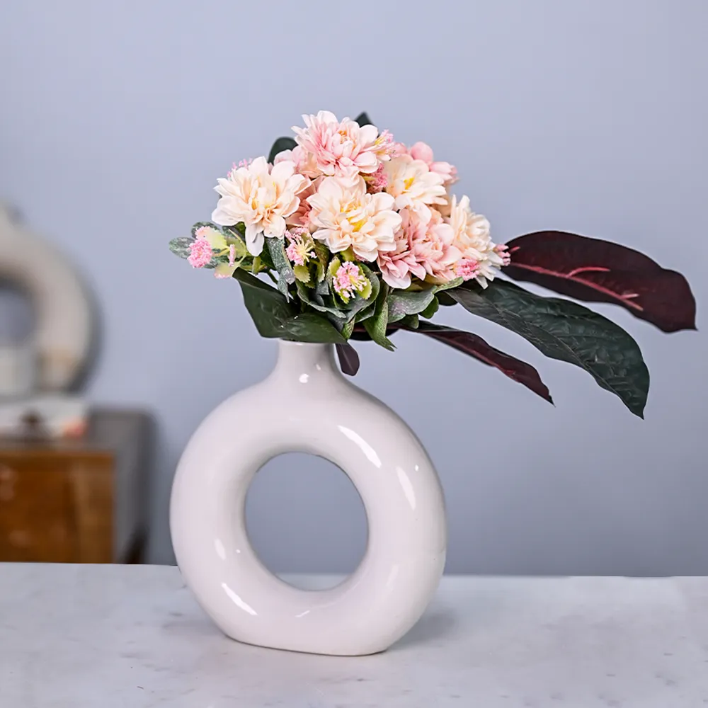 Pink Jasmine Artificial Flower Bunch With Brown Artficial Leaves Combo