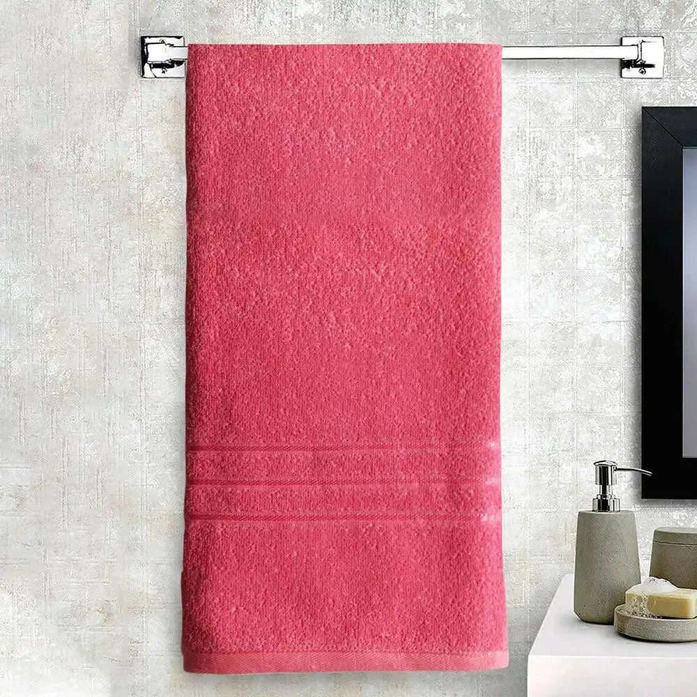 Pink Large Terry Bath Towel for Men, Women & Kids by Lushomes (1 piece)