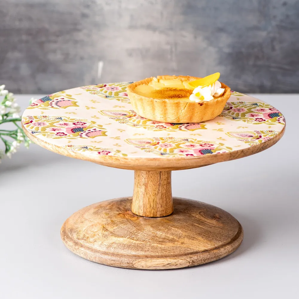 Pink Textured Wooden Cake Stand
