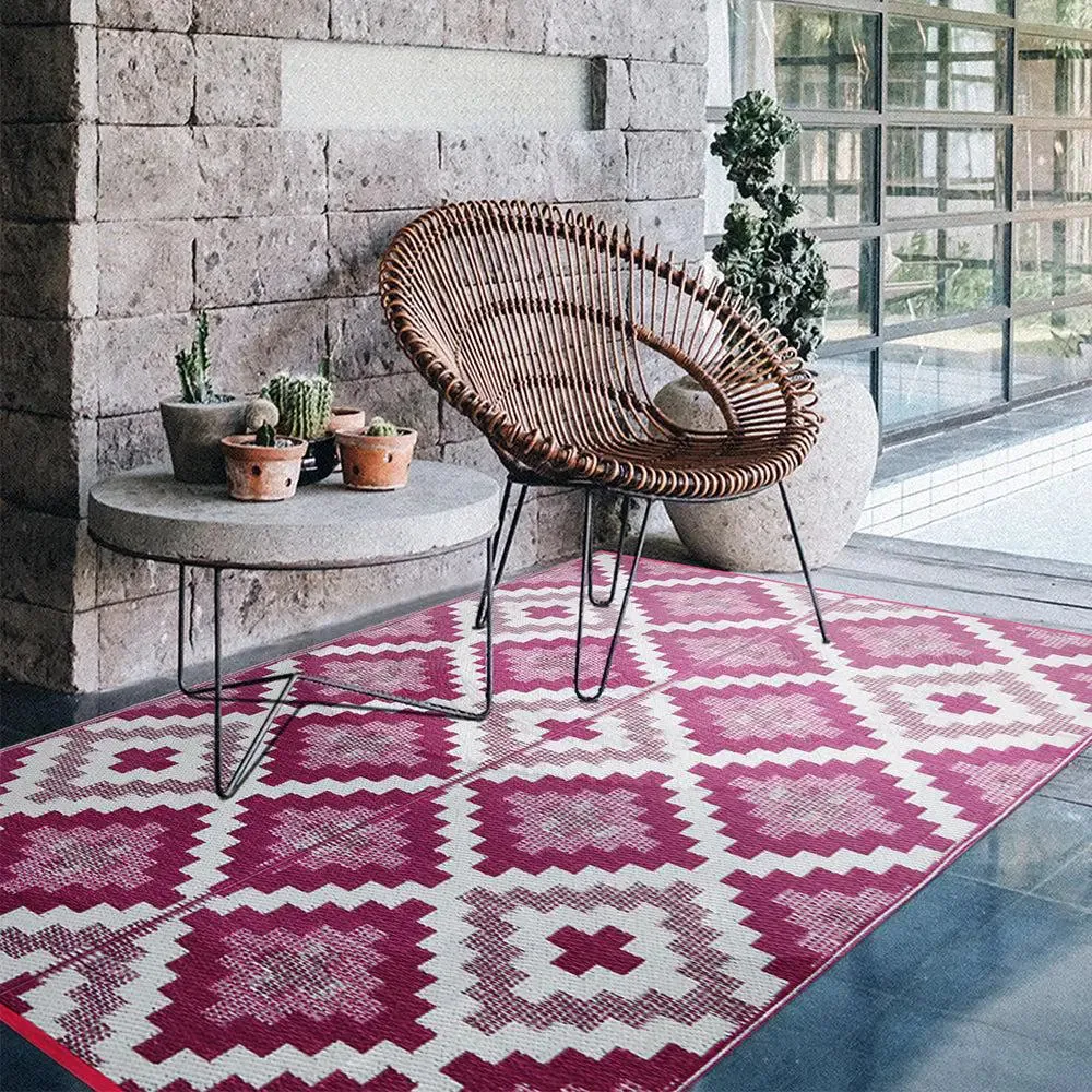 Pink & White Aztec Pattern Big Floor Mat