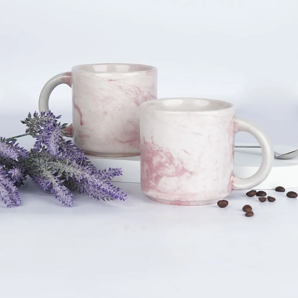 Pink & White Tie Dye Motif Ceramic Mugs