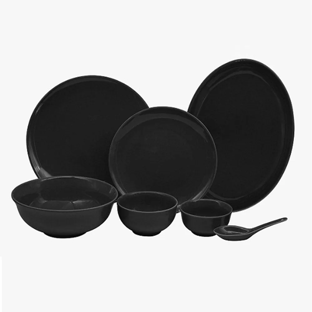 Pitch Black Porcelain Dinner Set Of 33