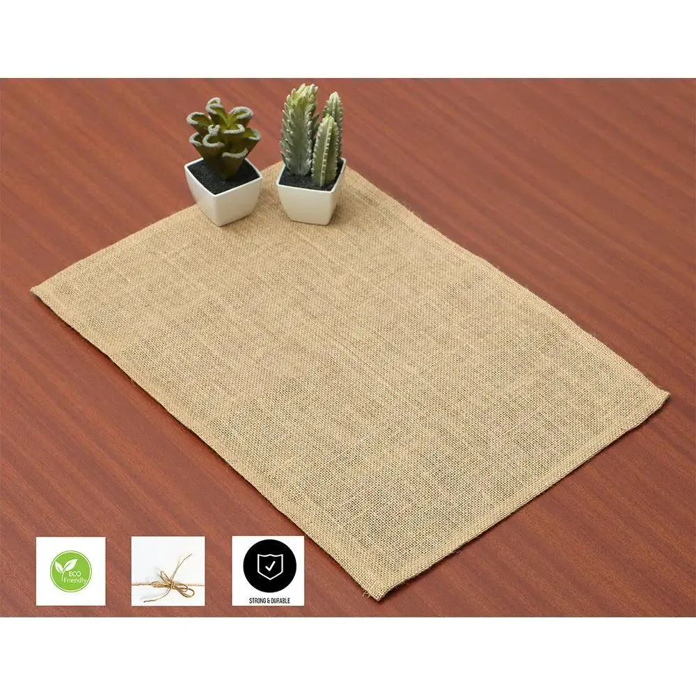 Plain Beige Rectangle Jute Placement Set Of 4