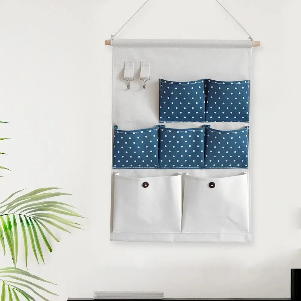 Polka Dot Print Multi-Utility Wall Hanging Organizer